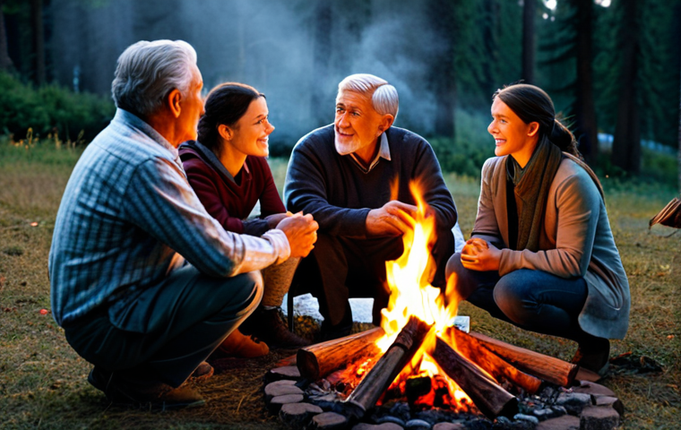 Storytelling in Advertising**

"A heartwarming scene depicting a family gathered around a campfire, listening intently as an older figure tells a story. The scene is bathed in the warm glow of the firelight.  Fully clothed, modest attire, appropriate content. The image emphasizes connection and shared emotions.  safe for work, perfect anatomy, natural proportions, professional, family-friendly."

**