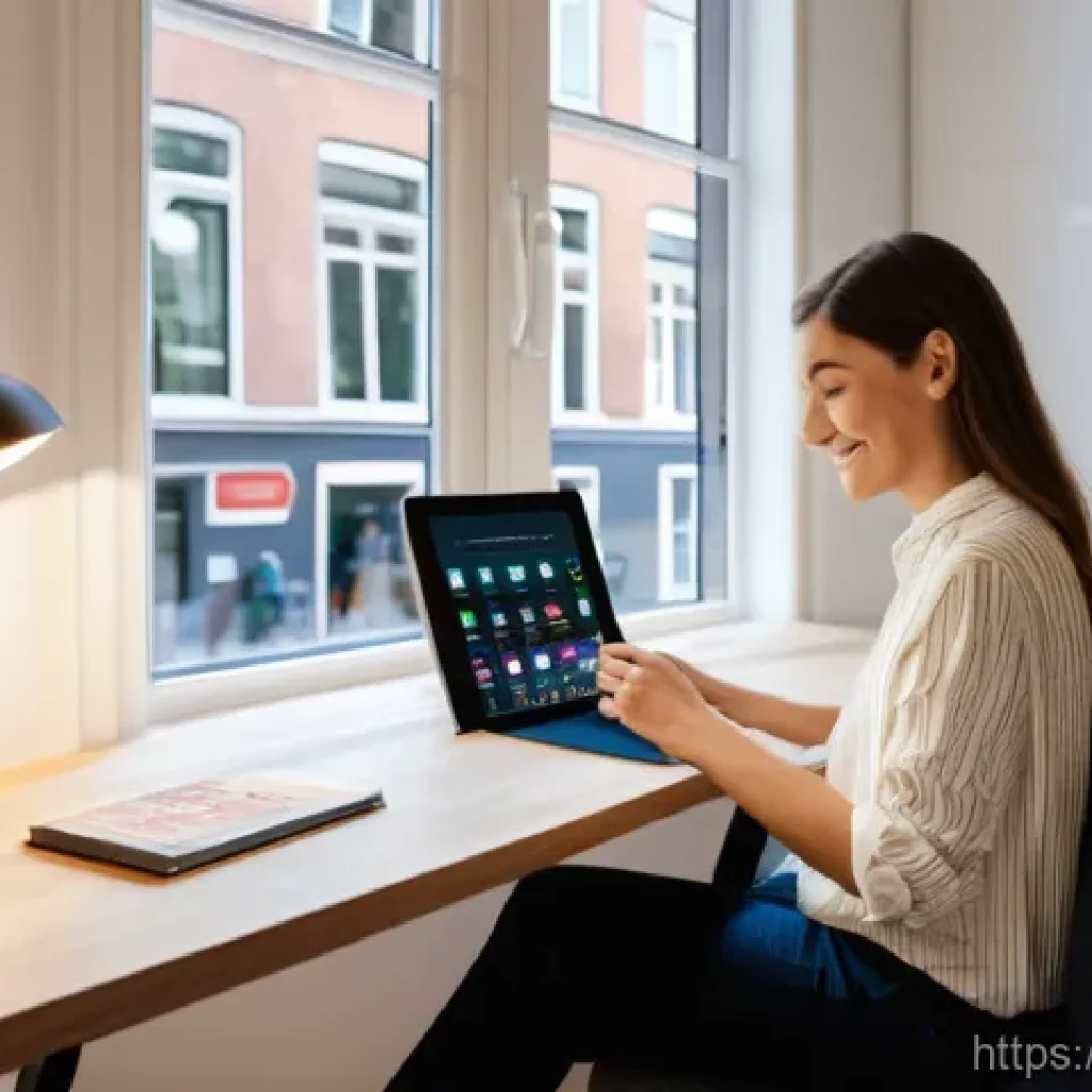 광고홍보사와 브랜드 충성도 구축 - **Prompt:** A warm, inviting, and modern home office setting in Amsterdam, where a Dutch woman in he...
