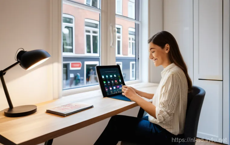 광고홍보사와 브랜드 충성도 구축 - **Prompt:** A warm, inviting, and modern home office setting in Amsterdam, where a Dutch woman in he...