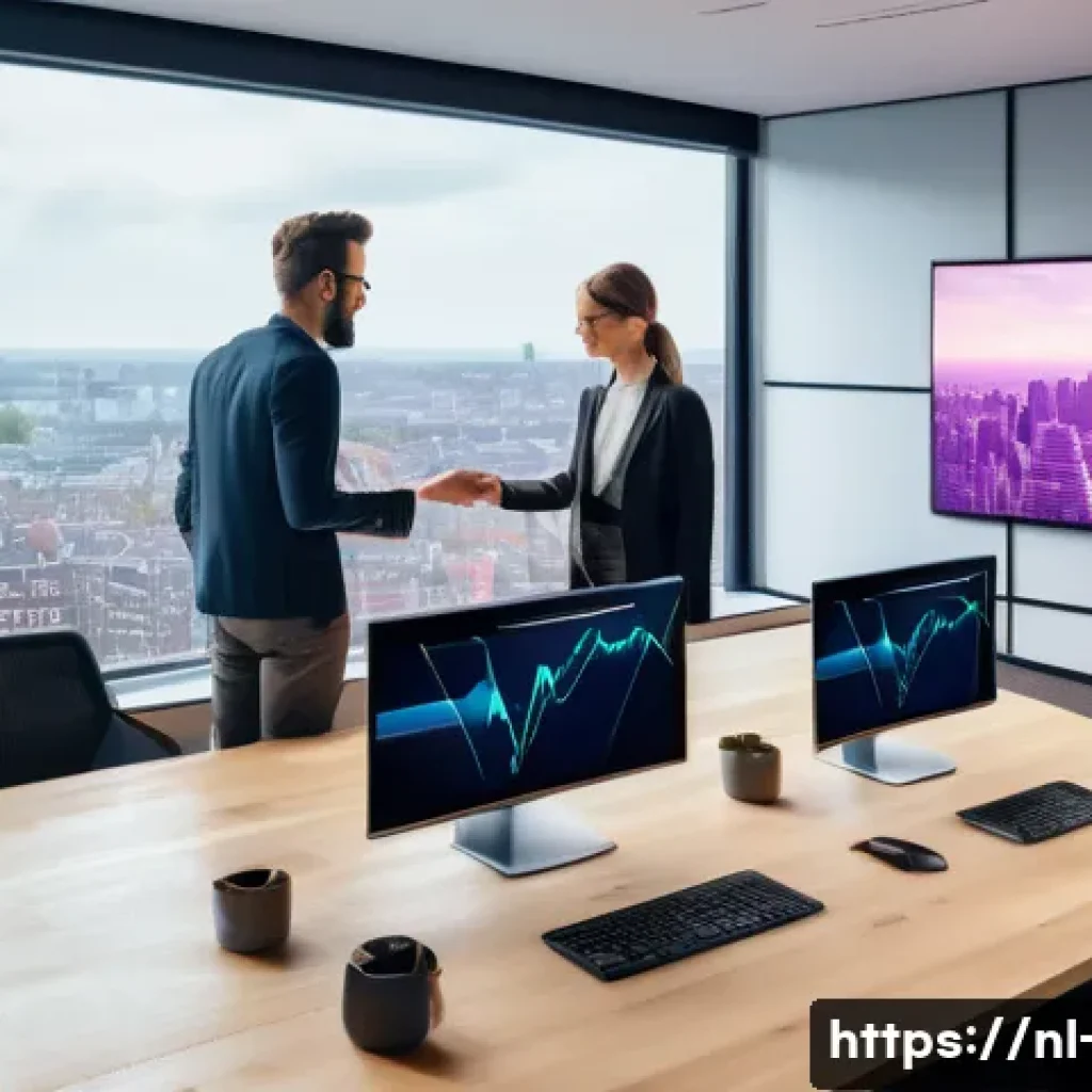 광고홍보사와 디지털 광고의 미래 - A modern digital marketing office scene featuring a diverse team of professionals analyzing real-tim...