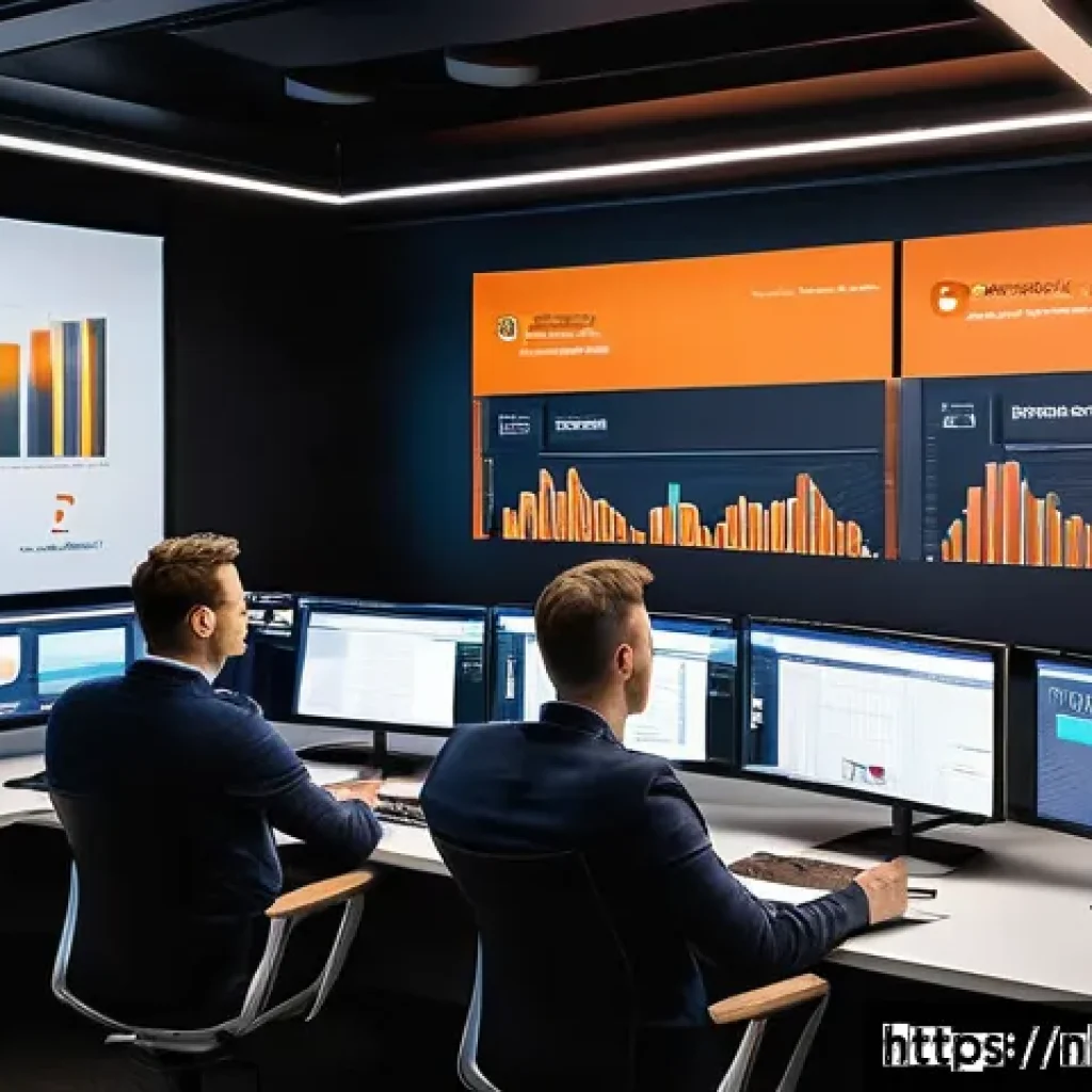 광고홍보사와 광고 데이터 분석 사례 - A modern digital marketing control room with diverse marketers analyzing real-time data streams on m...