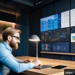 Home 19 광고홍보사와 고객 중심 광고 캠페인 - A modern Dutch marketing office scene with diverse professionals collaborating around a digital dash...