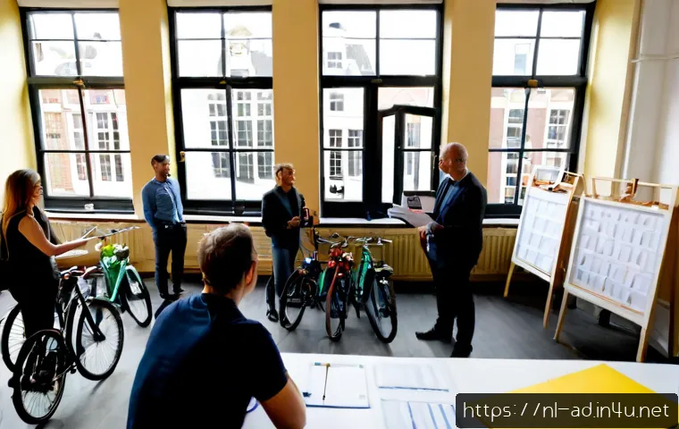 광고홍보사와 이벤트 마케팅 - Photorealistic Dutch advertising agency team planning a public event campaign in a bright Amsterdam ...